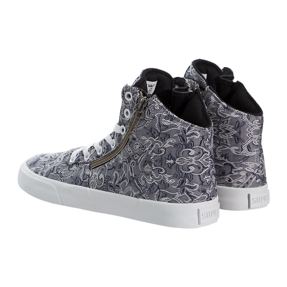 Chaussures de Skate Supra Cuttler Grise Grey/Pattern-White Femme | NHY-18935019